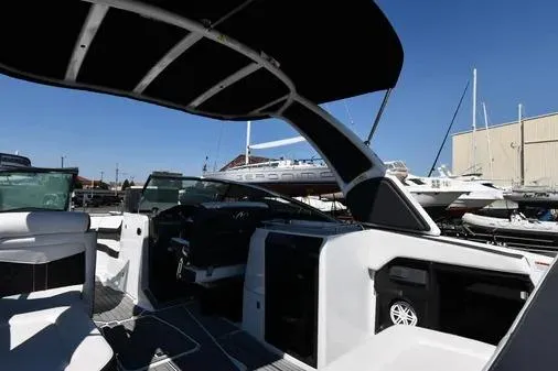 Slide: The Image of 2021 Monterey 278SS Super Sport boat interior with sleek design and modern features. - 11