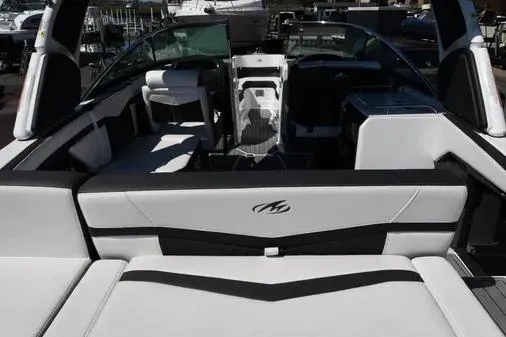 Slide: The Image of 2021 Monterey 278SS Super Sport boat interior with sleek seating and modern design. - 4