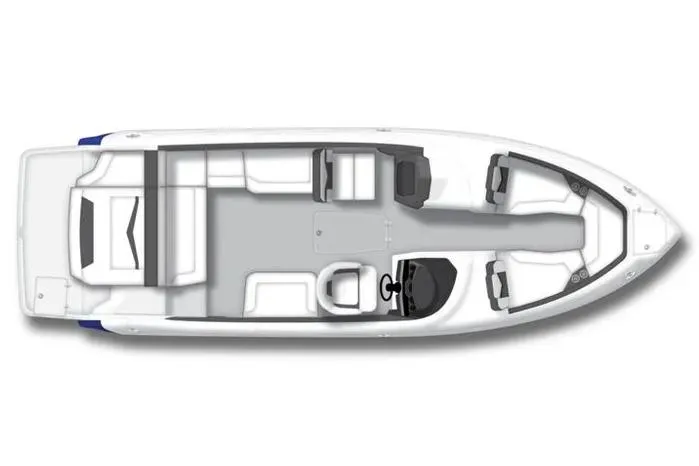 Slide: The Image of Top view of 2021 Monterey 278SS Super Sport boat layout, showcasing seating and helm design. - 20
