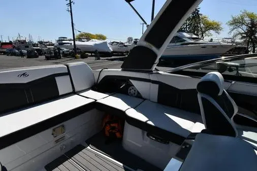 Slide: The Image of 2021 Monterey 278SS Super Sport boat interior with sleek seating and modern design. - 14