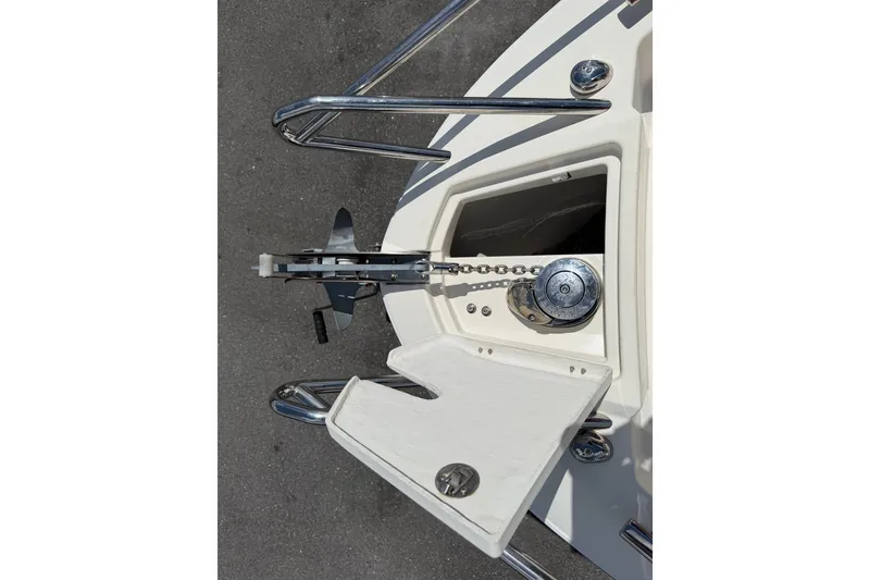 Slide: The Image of Anchor system of 2021 Parker Poland 690 Sport boat, featuring stainless steel fittings. - 51