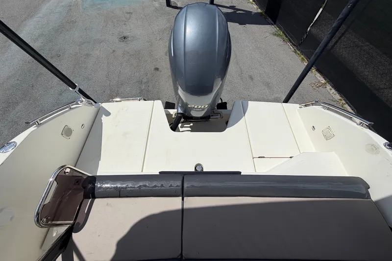 Slide: The Image of Top view of a 2021 Parker Poland 690 Sport boat with an outboard motor. - 70