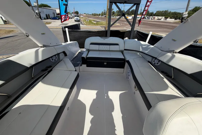 Slide: The Image of Interior view of 2021 Regal 26 FasDeck boat with spacious seating. - 66