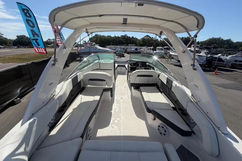 Slide: The Image of 2021 Regal 26 FasDeck boat interior with spacious seating and modern design. - 23