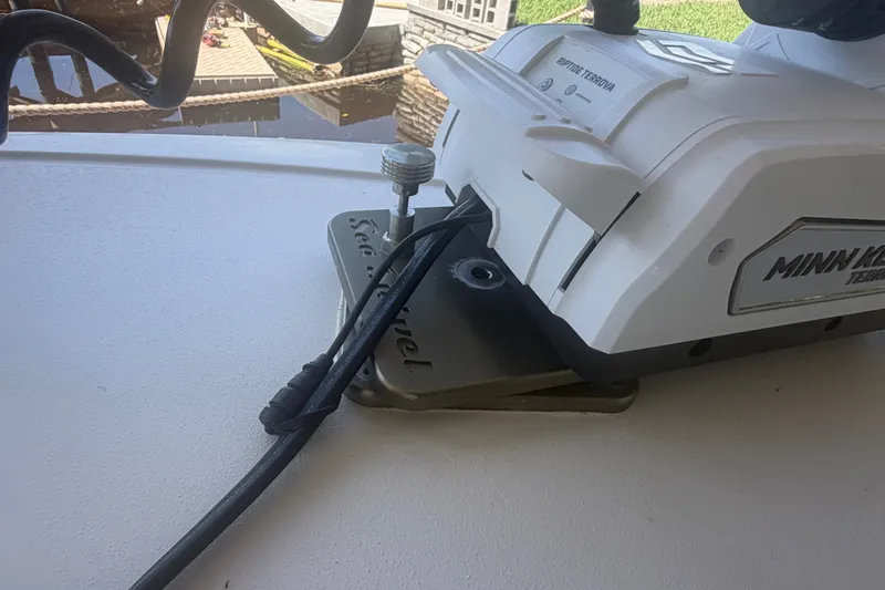 Slide: The Image of Minn Kota Terrova motor mounted on 2021 Tidewater 272 CC Adventure boat deck. - 32