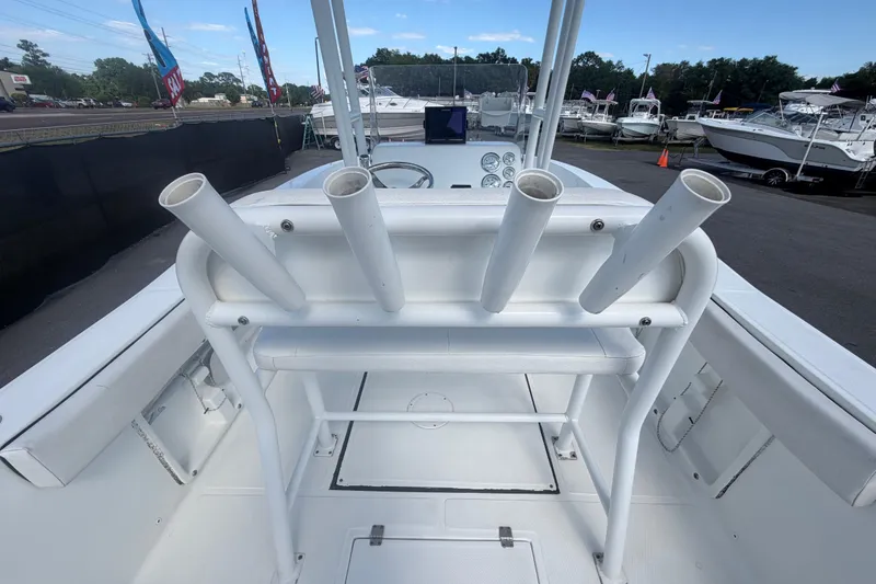 Slide: The Image of 2020 Clearwater 2000 Center Console boat with rod holders and dashboard view. - 29