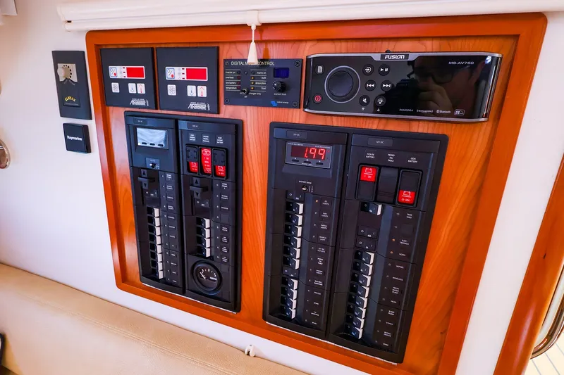 Slide: The Image of Electrical control panel on a 2017 MJM 40z Downeast boat. - 35