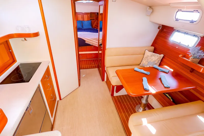 Slide: The Image of Interior of 2017 MJM 40z Downeast yacht with cozy dining and kitchen area. - 30