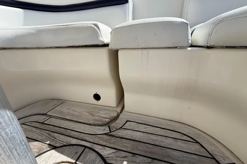 Slide: The Image of Interior seating and flooring of a 2008 Sea Ray 38 Sundancer boat. - 138