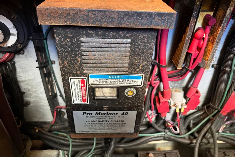 Slide: The Image of Pro Mariner 40 battery charger in 1997 Sea Ray 370 Aft Cabin boat. - 101