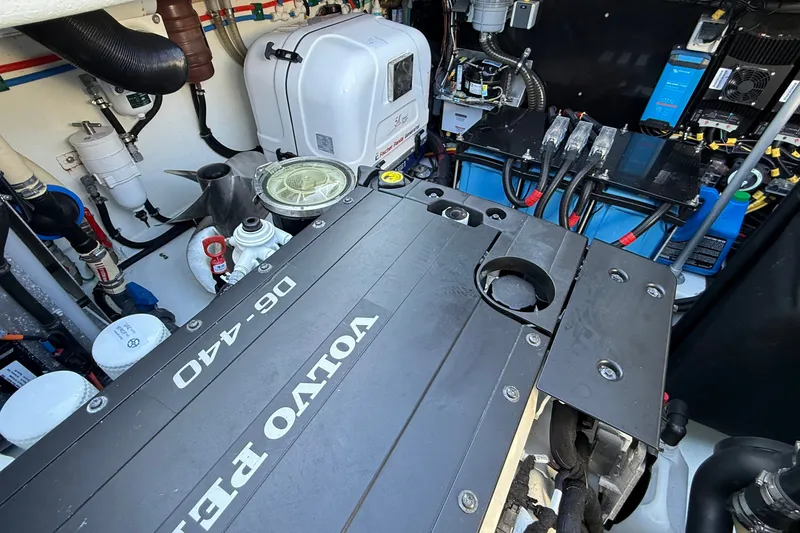 Slide: The Image of Engine room of 2024 Targa 37 with Volvo Penta D6-440 engine components. - 67
