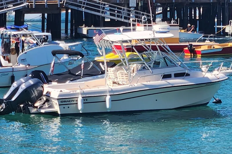 The Image of 2004 Grady White 232 Gulfstream boat docked in a vibrant marina setting. - 0