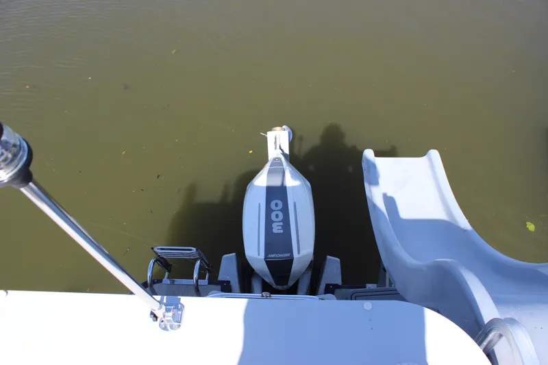 Slide: The Image of 2020 Avalon Catalina Platinum Cruise Funship with slide and Mercury outboard motor. - 29