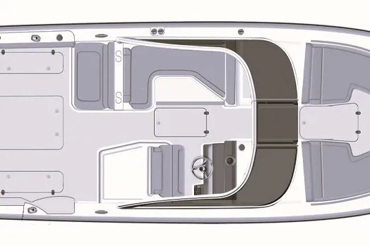 Slide: The Image of Top view layout of 2023 Pursuit D 326 boat, showcasing seating and helm design. - 1