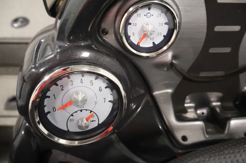 Slide: The Image of Dashboard gauges of a 2019 Tracker Pro Team 175 TXW boat. - 26