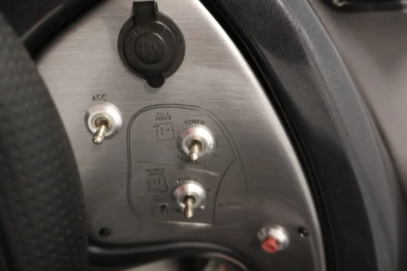 Slide: The Image of Control panel of 2019 Tracker Pro Team 175 TXW boat with switches and 12V outlet. - 30
