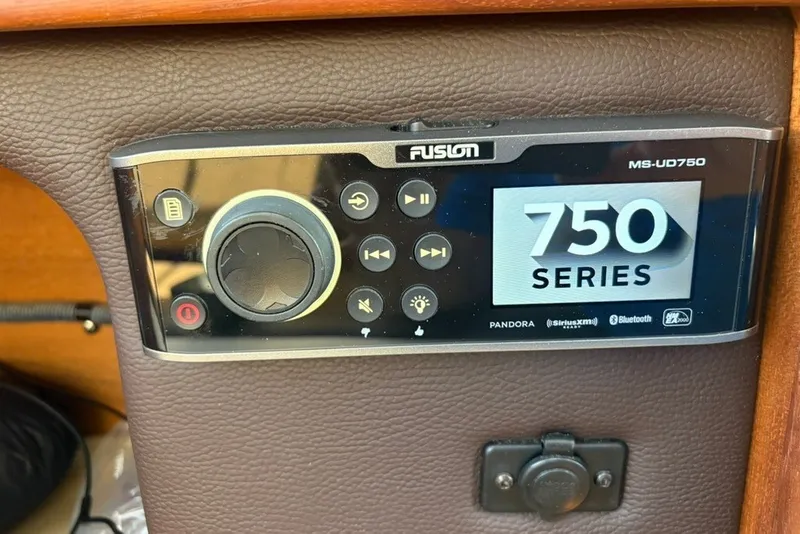 Slide: The Image of Fusion MS-UD750 stereo system on 2017 Ranger Tugs R-27 boat dashboard. - 33