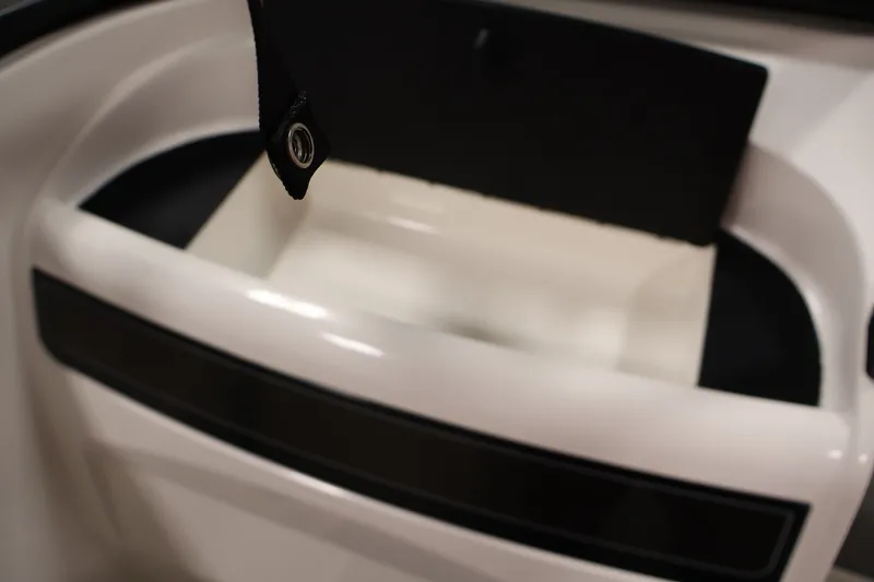 Slide: The Image of 2020 Bayliner VR4 Bowrider I/O storage compartment detail, showcasing sleek design and functionality. - 34