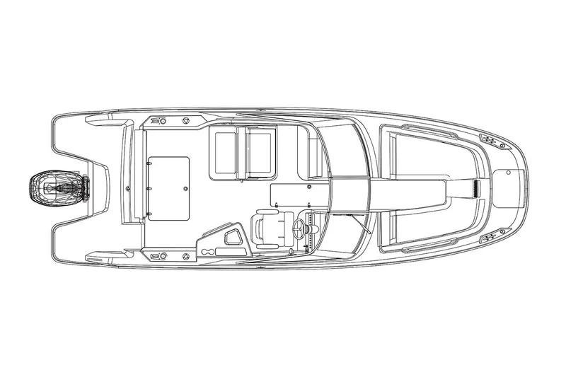 Slide: The Image of Manufacturer Provided Image: Top view schematic of a 2020 Boston Whaler 230 Vantage boat. - 17