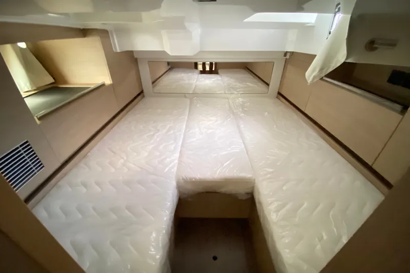 Slide: The Image of Interior cabin of 2027 Jeanneau Leader 10.5 WA Series 2 with spacious bedding. - 36