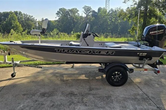 The Image of 2027 Tracker Bass Tracker 175 CC boat on trailer, side view, outdoors. - 0