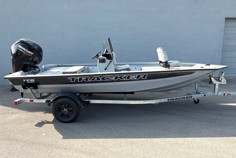 The Image of 2027 Tracker Bass Tracker 175 CC boat on trailer, side view, with Mercury engine. - 0