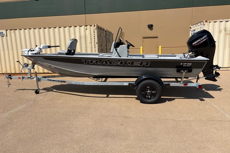 The Image of 2027 Tracker Bass Tracker 175 CC boat on trailer, parked outdoors. - 0