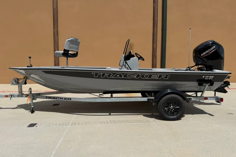 The Image of 2027 Tracker Bass Tracker 175 CC boat on trailer, side view, outdoors. - 0