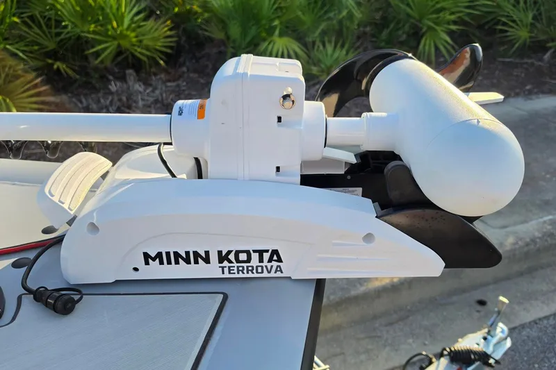 Slide: The Image of Minn Kota Terrova trolling motor on 2027 Tracker Bass Tracker 175 CC boat. - 13