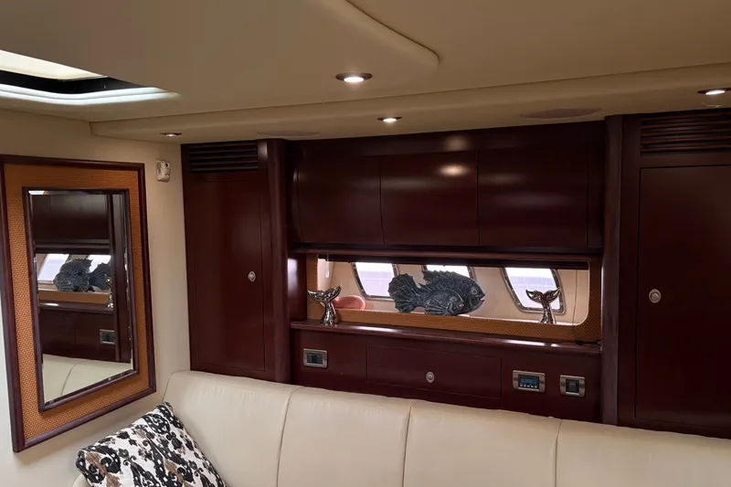 Slide: The Image of Luxurious interior of 2007 Sea Ray 40 Sundancer yacht with elegant wood finishes. - 12