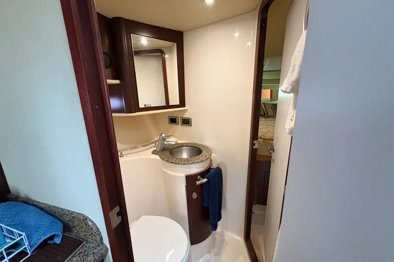 Slide: The Image of Bathroom interior of 2007 Sea Ray 40 Sundancer yacht with modern fixtures. - 8