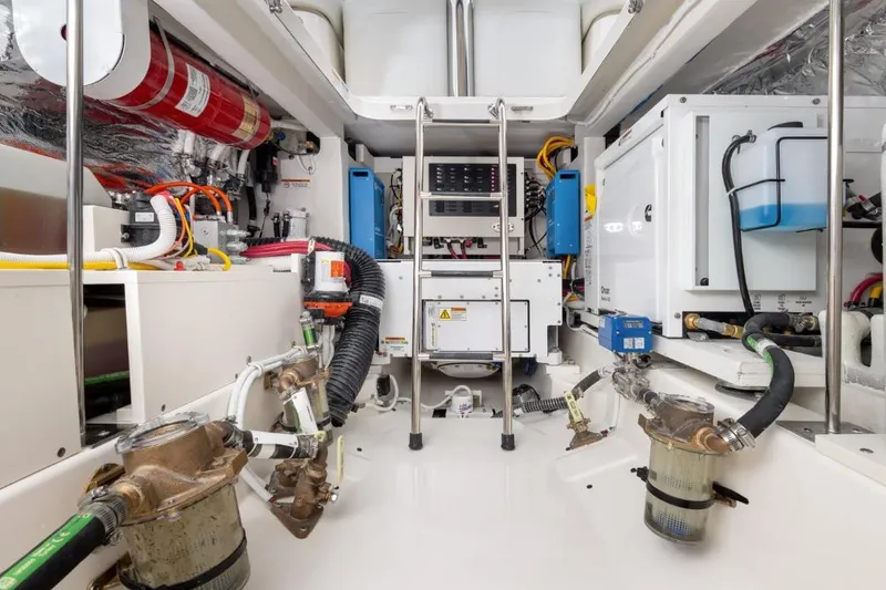 Slide: The Image of Engine room of 2026 Tiara Yachts 39, showcasing advanced mechanical systems and equipment. - 47