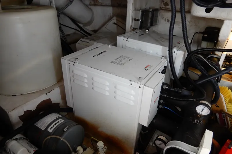 Slide: The Image of Engine room of 2008 Viking Sport Cruisers 61 Motor Yacht with Dometic equipment. - 130