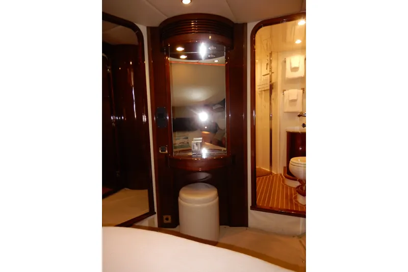 Slide: The Image of Luxurious interior of 2008 Viking Sport Cruisers 61 Motor Yacht with vanity and bathroom. - 115