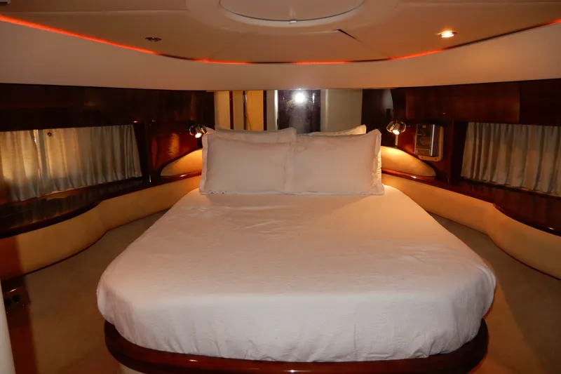 Slide: The Image of Luxurious bedroom interior of 2008 Viking Sport Cruisers 61 Motor Yacht with elegant lighting. - 101