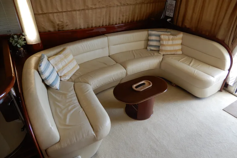 Slide: The Image of Luxurious interior of 2008 Viking Sport Cruisers 61 Motor Yacht with cream leather seating. - 57