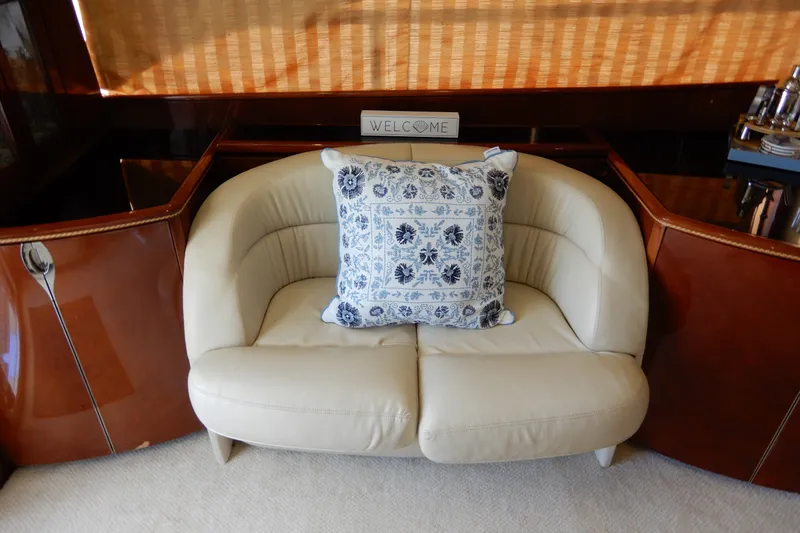 Slide: The Image of Luxurious interior of 2008 Viking Sport Cruisers 61 Motor Yacht with elegant seating and decor. - 62