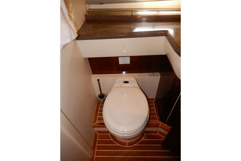 Slide: The Image of Luxurious bathroom in 2008 Viking Sport Cruisers 61 Motor Yacht with modern amenities. - 108