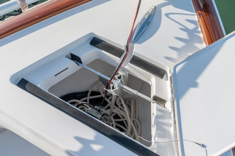 Slide: The Image of Anchor storage compartment on 2023 Stuart 27 Center Console boat. - 32