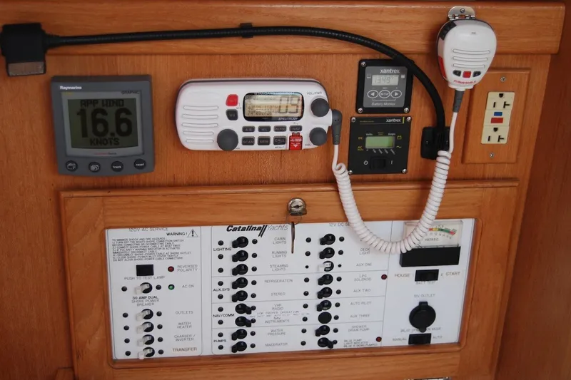 Slide: The Image of Control panel of a 2005 Catalina 36 MkII sailboat with navigation instruments. - 25