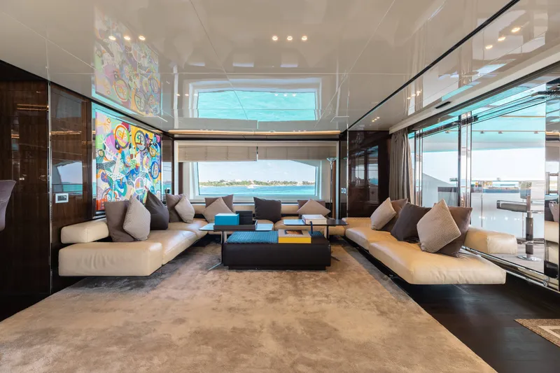 Slide: The Image of Luxurious interior of a 2016 Benetti Motoryacht with modern decor and ocean view. - 36