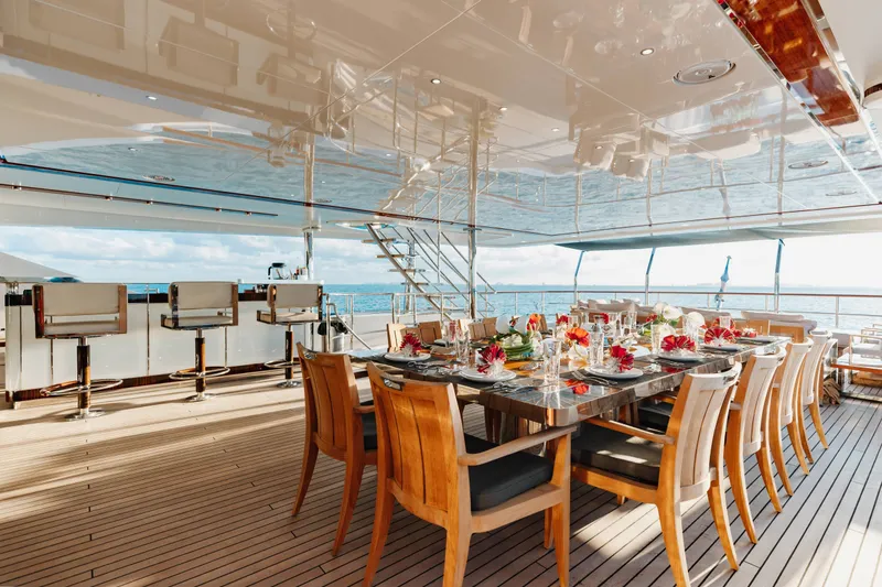 Slide: The Image of Luxurious dining area on a 2016 Benetti Motoryacht with ocean views. - 49