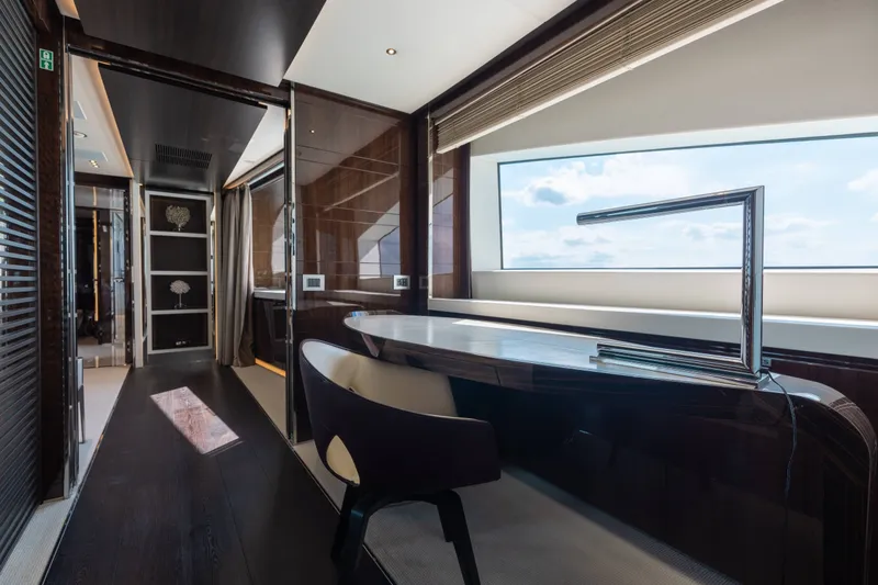 Slide: The Image of Luxurious interior of a 2016 Benetti Motoryacht with sleek modern design and large window views. - 9