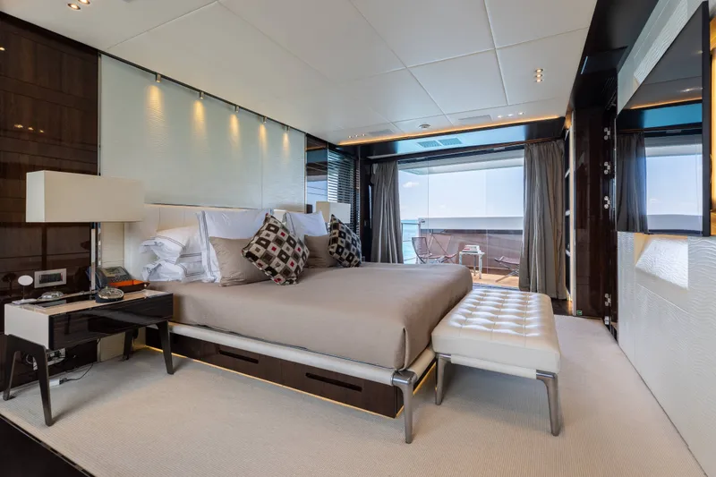 Slide: The Image of Luxurious bedroom interior of 2016 Benetti Motoryacht with ocean view and elegant furnishings. - 13