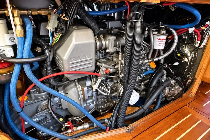 Slide: The Image of Engine compartment of a 2007 Chuck Burns Custom 49 Schooner with Yanmar components. - 32