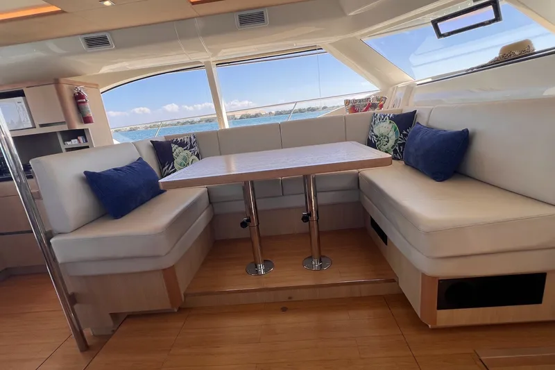 Slide: The Image of Interior of 2018 Aquila 44 Yacht with elegant seating and ocean view. - 50
