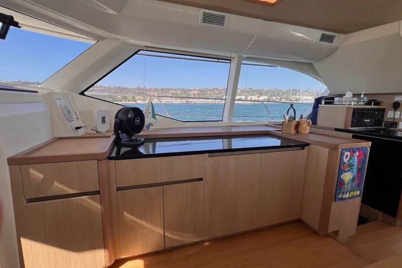 Slide: The Image of Modern kitchen interior of 2018 Aquila 44 Yacht with ocean view. - 51