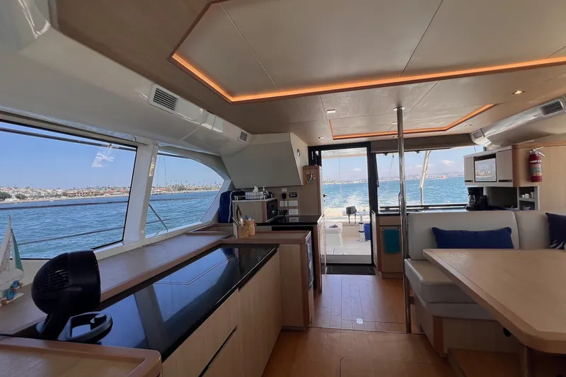 Slide: The Image of Interior of 2018 Aquila 44 Yacht with modern kitchen and ocean view. - 41
