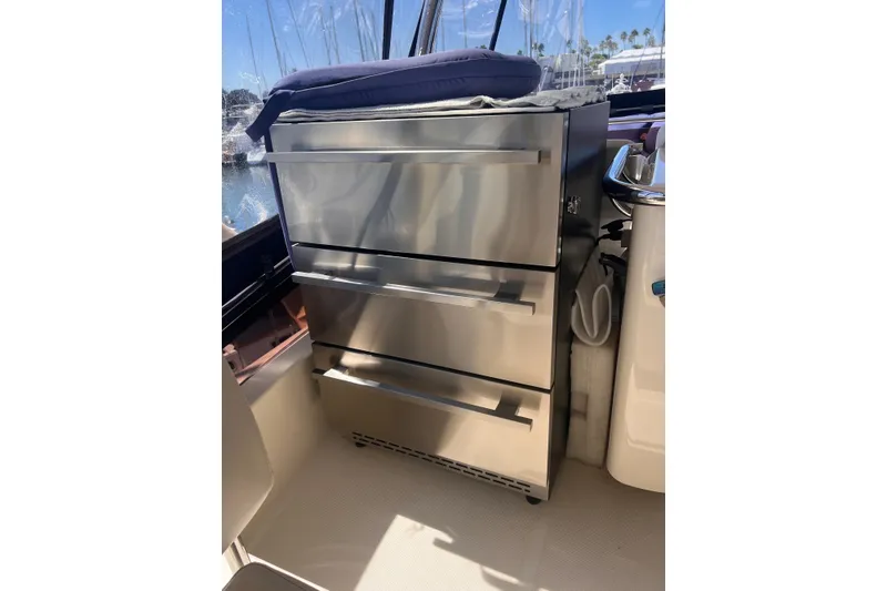 Slide: The Image of Stainless steel drawers on 2018 Aquila 44 Yacht, interior view. - 18