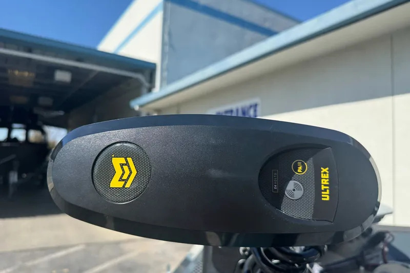 Slide: The Image of Close-up of Ultrex motor on 2027 Ranger RT198P boat, outdoors. - 6